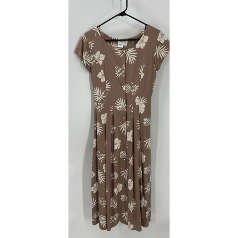 APART impressions vintage cottagecore hawaiian hibiscus pineapple midi dress 4P